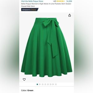 Belle Poque Women's High Waist A-Line Pockets Skirt Skater Flared Midi Skirt